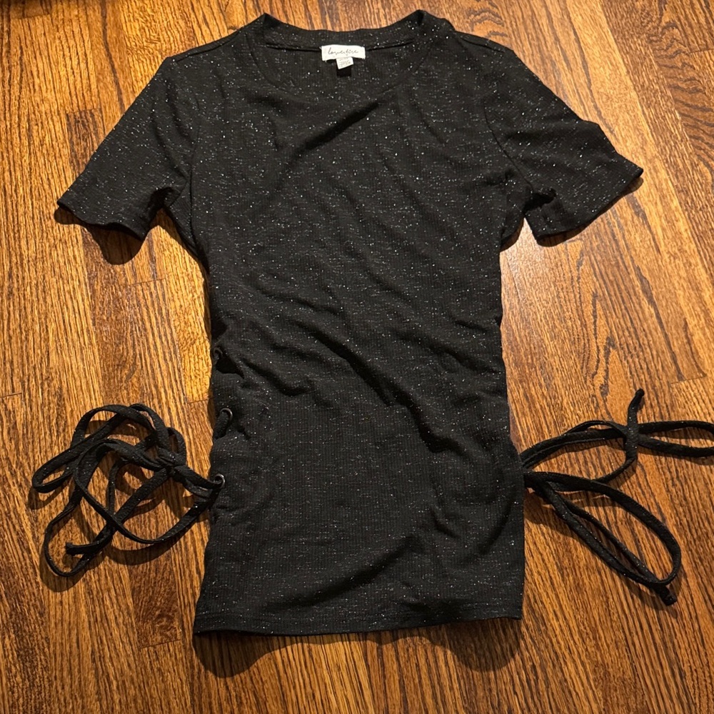 Love, Fire Glittery Black Shirt